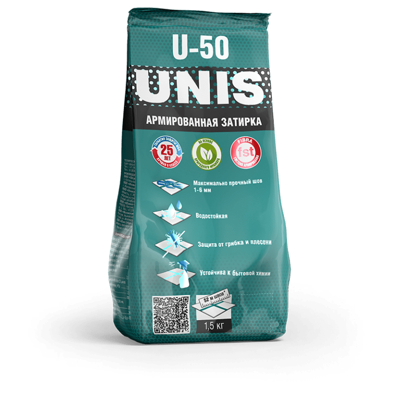 UNIS U-50 Цементная армированная затирка для швов С04 слоновая кость 1,5 кг