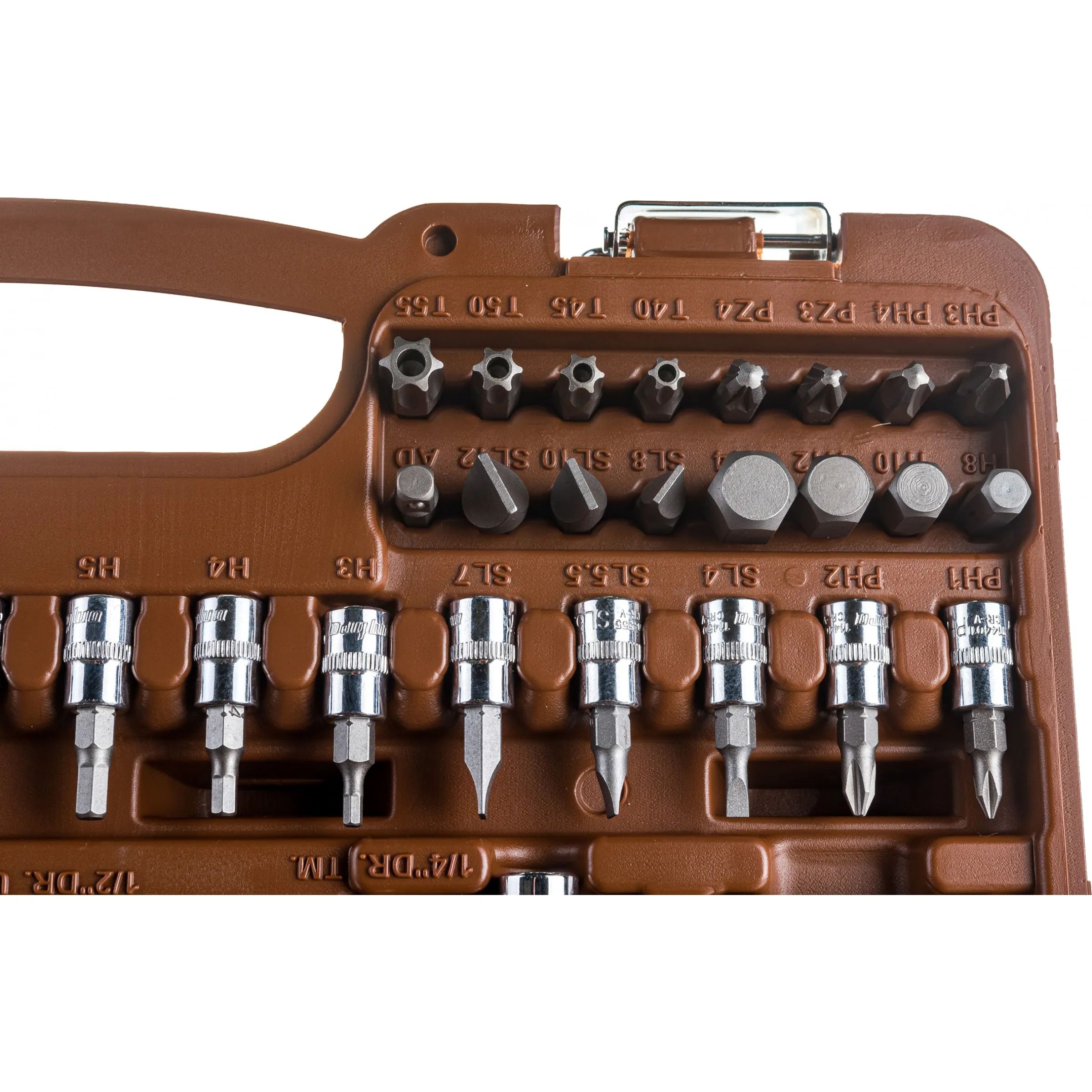 Набор инструмента универсальный 1/4", 1/2"DR с головками торцевыми 12-гранными, 82 предмета OMT82S12 062-55377 — изображение 4