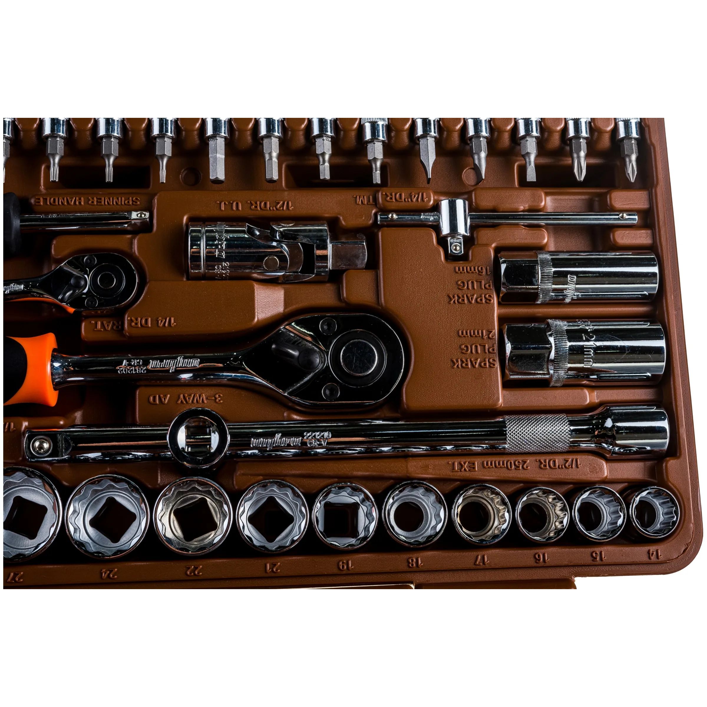 Набор инструмента универсальный 1/4", 1/2"DR с головками торцевыми 12-гранными, 82 предмета OMT82S12 062-55377 — изображение 6