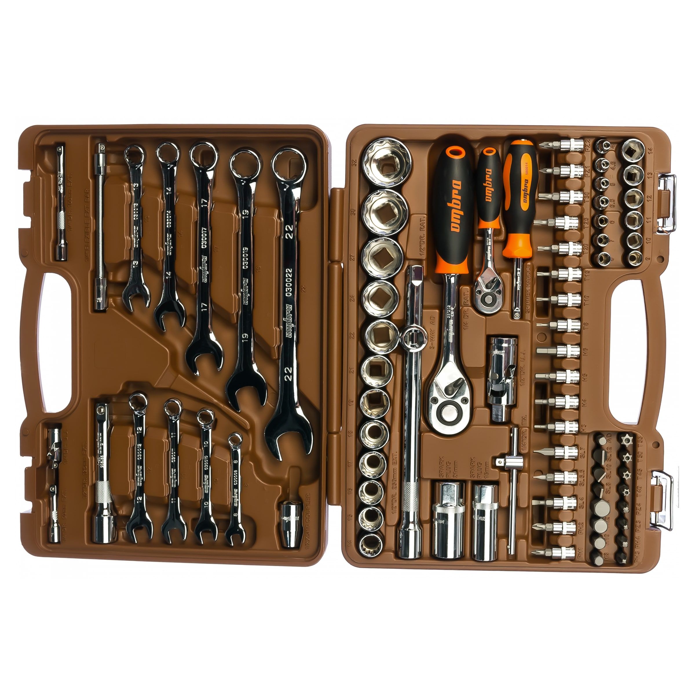 Набор инструмента универсальный 1/4", 1/2"DR с головками торцевыми 12-гранными, 82 предмета OMT82S12 062-55377 — изображение 10