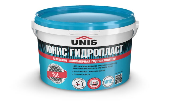 UNIS ГИДРОПЛАСТ Армированная цементно-полимерная гидроизоляция 5 кг