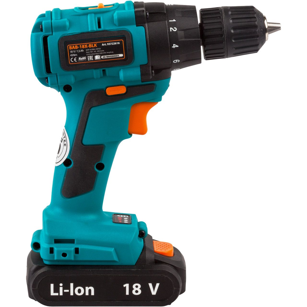 Дрель-шуруповерт аккумуляторная BORT BAB-18X-BLK (2x1,5А.ч) — изображение 2