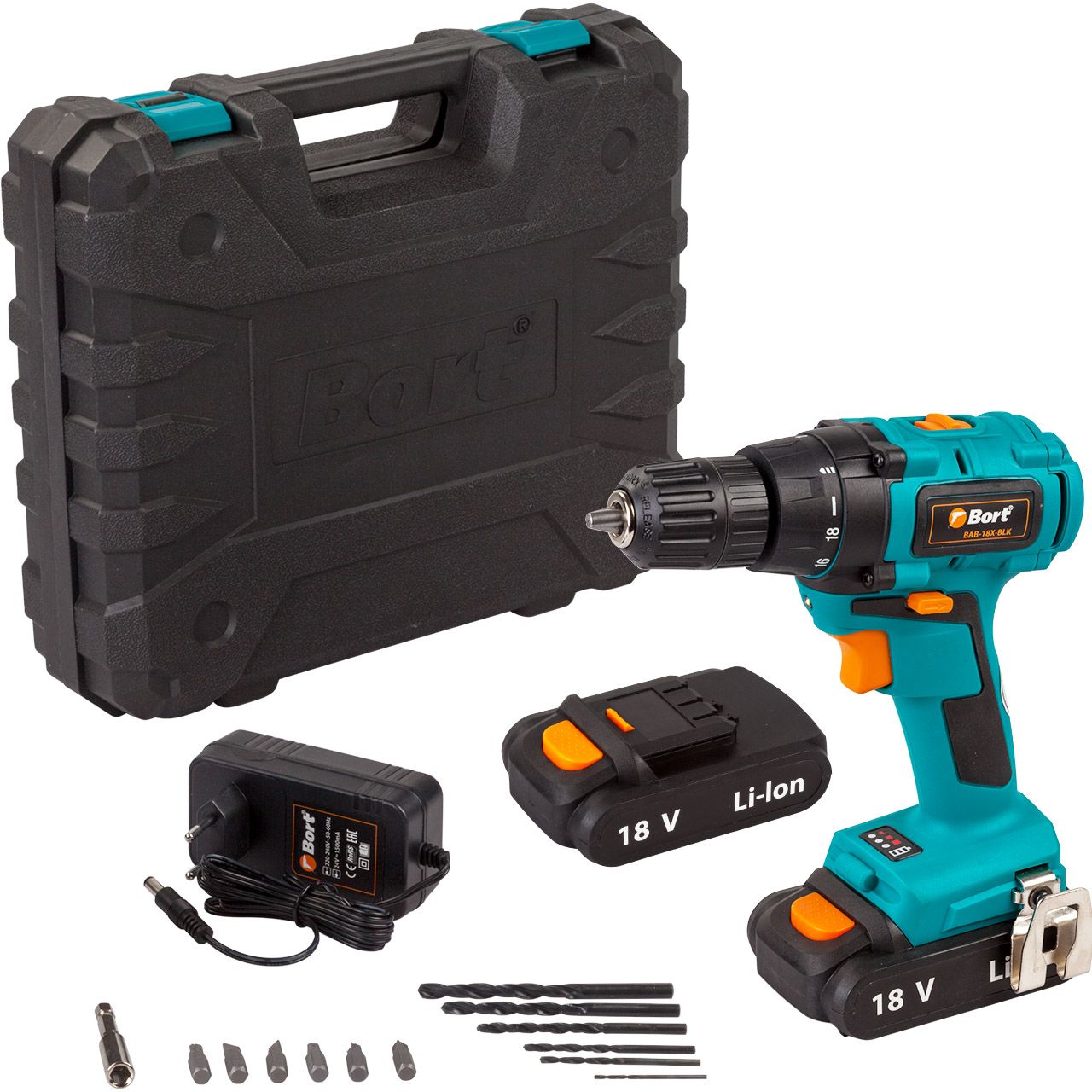 Дрель-шуруповерт аккумуляторная BORT BAB-18X-BLK (2x1,5А.ч) — изображение 3