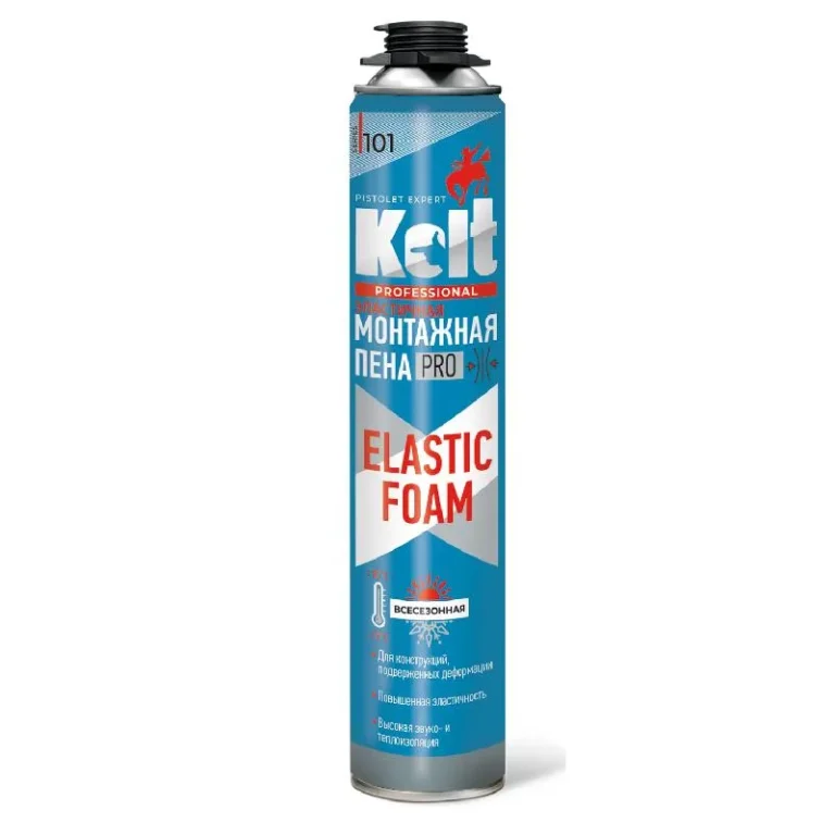 Пена монтажная KOLT 65 ELASTIC FOAM профессиональная, под пистолет, всесезонная 1000 гр