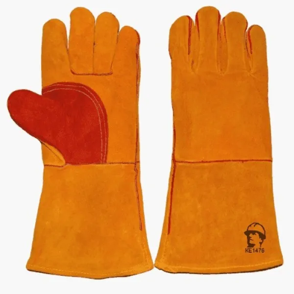 Краги зимние особо прочные, 35 см, желто-красные, искусственный мех, 1462