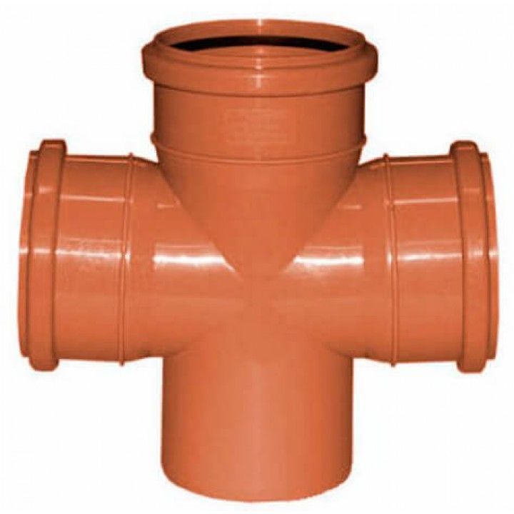 Крестовина наружной канализационная одноплоскостная 110/110/110/87*