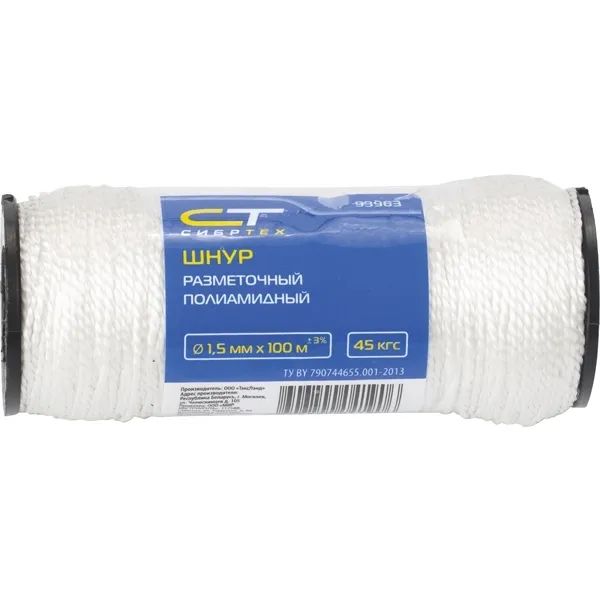 Шнурка каменщика, нить крученая 1,5 мм на катушке 100 м 93961