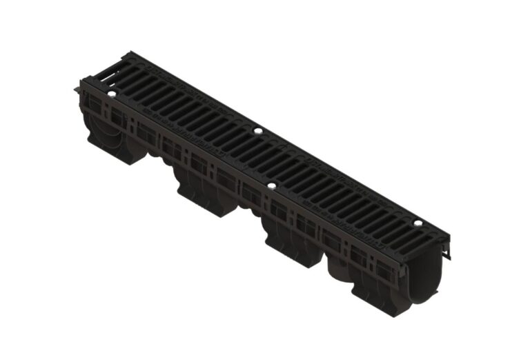 Лоток водоотводный PolyMax Drive DN100 h170 пластиковый с решеткой щелевой чугунной ВЧ кл.С (комплект)