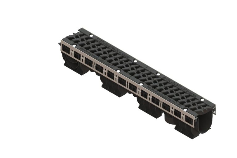 Лоток водоотводный PolyMax Drive DN100 h170 пластиковый с решеткой щелевой чугунной ВЧ кл. Е (комплект)