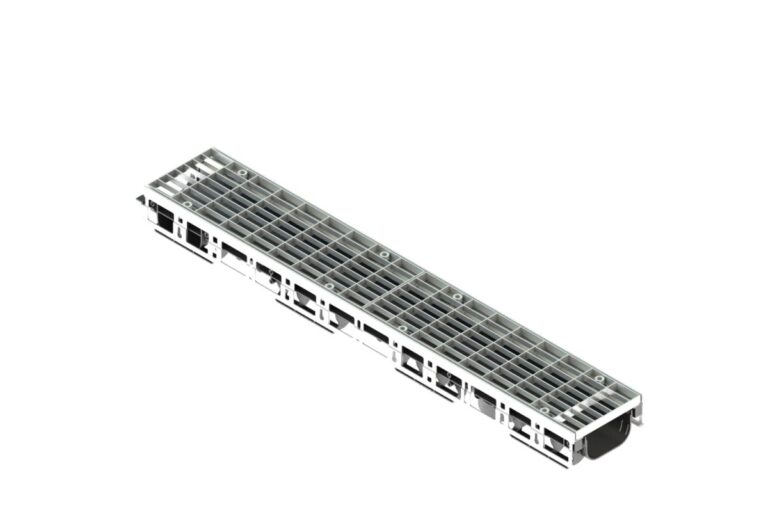 Лоток водоотводный PolyMax Drive DN100 h80 пластиковый с решеткой ячеистой ОС кл.А (комплект)