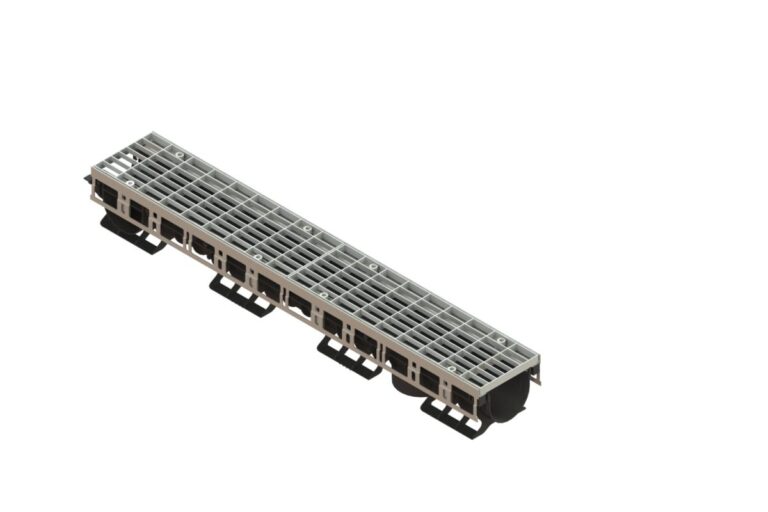 Лоток водоотводный PolyMax Drive DN100 h120 пластиковый с решеткой ячеистой ОС кл.А (комплект)