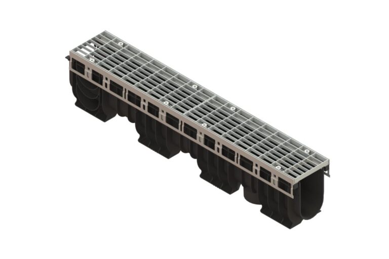 Лоток водоотводный PolyMax Drive DN100 h200 пластиковый с решеткой ячеистой ОС кл.А (комплект)