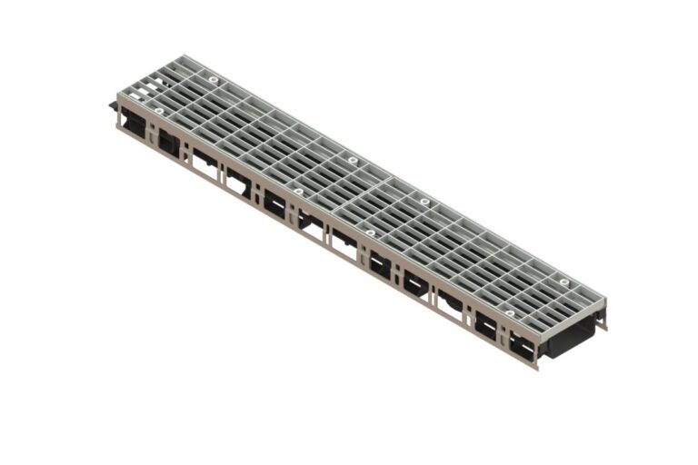 Лоток водоотводный PolyMax Drive DN100 h60 пластиковый с решеткой ячеистой ОС кл.А (комплект)
