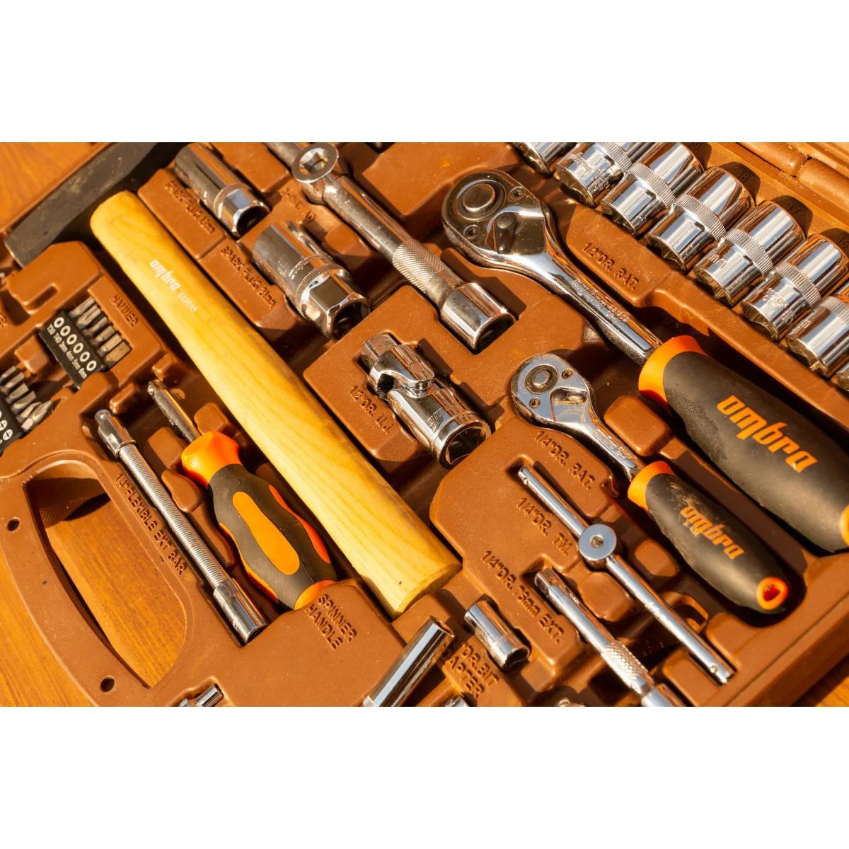 Набор инструмента универсальный 1/4", 1/2"DR с головками торцевыми 12-гранными 77 предметов OMT77S12 062-55437 — изображение 6