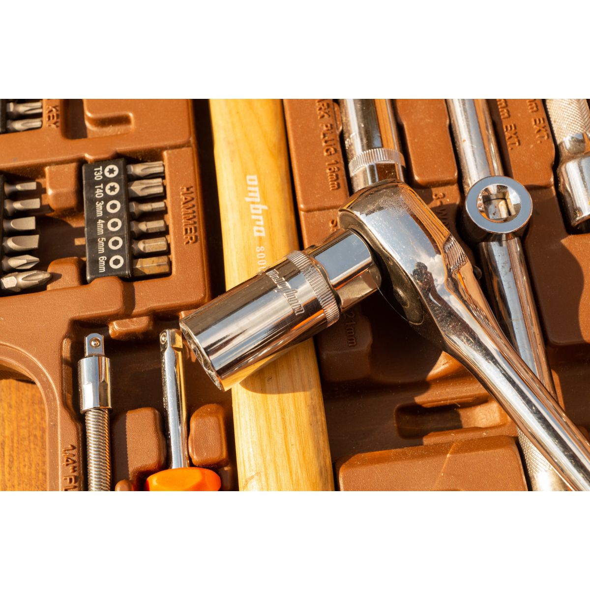 Набор инструмента универсальный 1/4", 1/2"DR с головками торцевыми 12-гранными 77 предметов OMT77S12 062-55437 — изображение 7