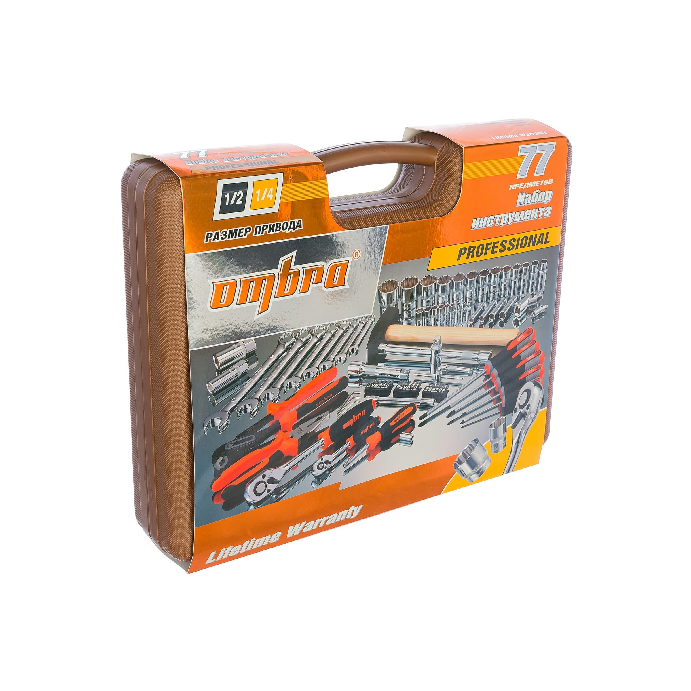 Набор инструмента универсальный 1/4", 1/2"DR с головками торцевыми 12-гранными 77 предметов OMT77S12 062-55437 — изображение 8