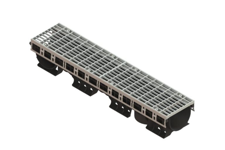 Лоток водоотводный пластиковый PolyMax Drive DN150 h150 с решеткой ячеистой ОС кл.А15 (к-т)