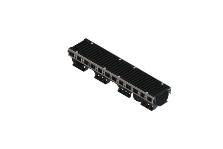 Лоток водоотводный пластиковый PolyMax Drive DN150 h166 с решеткой щелевой чугунной ВЧ кл.D400 (к-т)