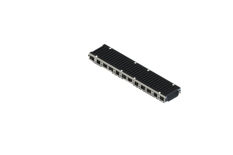 Лоток водоотводный пластиковый PolyMax Drive DN150 h96 с решеткой щелевой чугунной ВЧ кл.D400 (к-т)