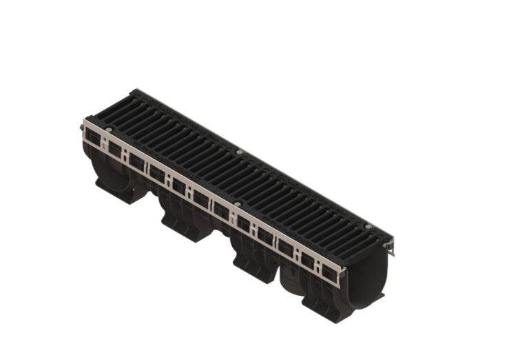 Лоток водоотводный пластиковый PolyMax Drive DN150 h216 с решеткой щелевой чугунной ВЧ кл.С250 (к-т)