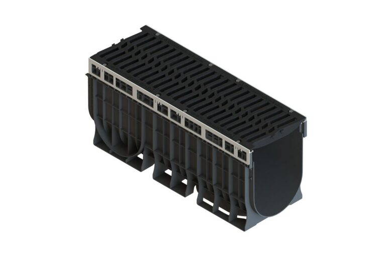 Лоток пластиковый PolyMax Drive DN300 H460 с чугунной решеткой "шина" E600 (к-т)