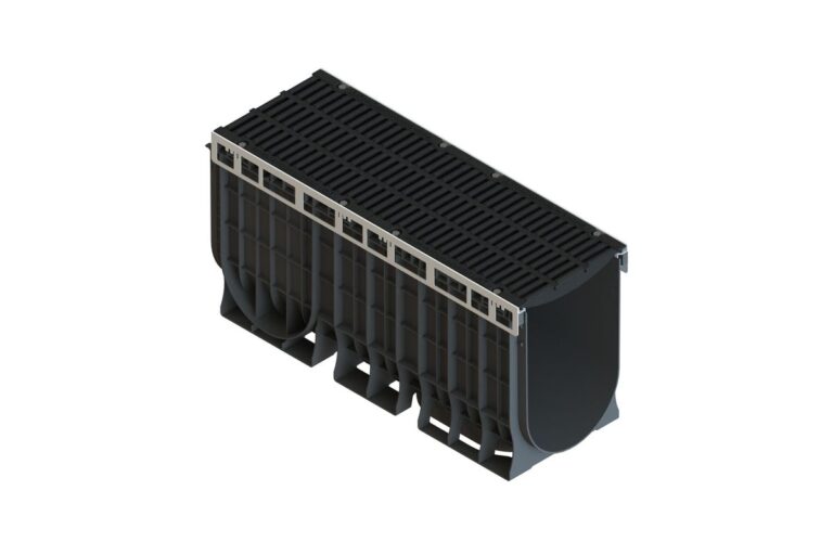 Лоток пластиковый PolyMax Drive DN300 H510 с щелевой чугунной решеткой D400 (к-т)