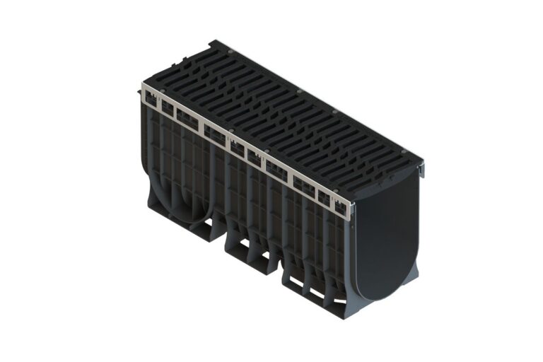 Лоток пластиковый PolyMax Drive DN300 H510 с чугунной решеткой "шина" E600 (к-т)