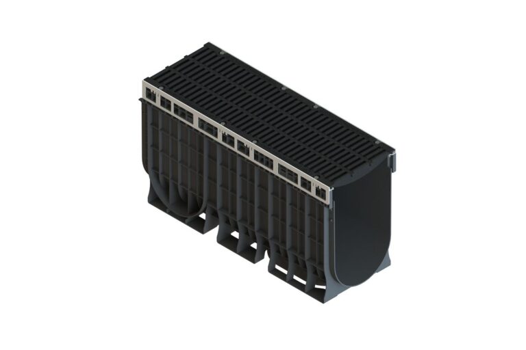 Лоток пластиковый PolyMax Drive DN300 H560 с щелевой чугунной решеткой D400 (к-т)
