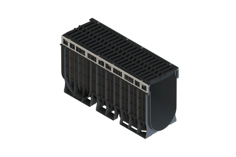 Лоток пластиковый PolyMax Drive DN300 H560 с чугунной решеткой "шина" E600 (к-т)