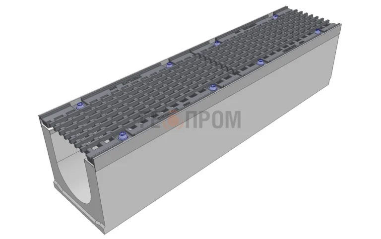 Лоток водоотводный бетонный Super DN150 h=210 с решеткой чугунной ВЧ (комплект) кл. Е600