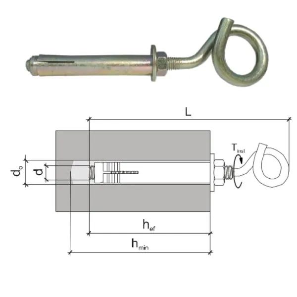 Анкерный болт с качельным крюком 12*140 мм