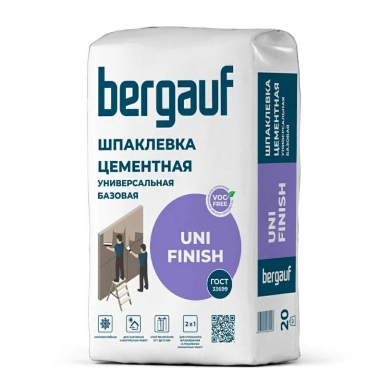 Шпаклевка цементная Bergauf Uni Finish базовая белая, 20 кг — изображение 3