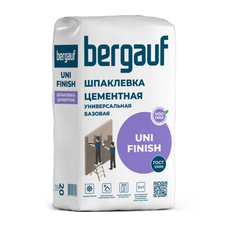 Шпаклевка цементная Bergauf Uni Finish базовая белая, 20 кг — изображение 4