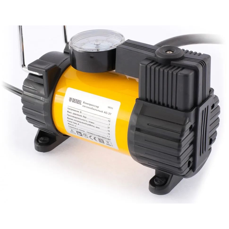 Компрессор автомобильный AC-37, 12 В, 7 атм, 37 л/мин. DENZEL — изображение 3
