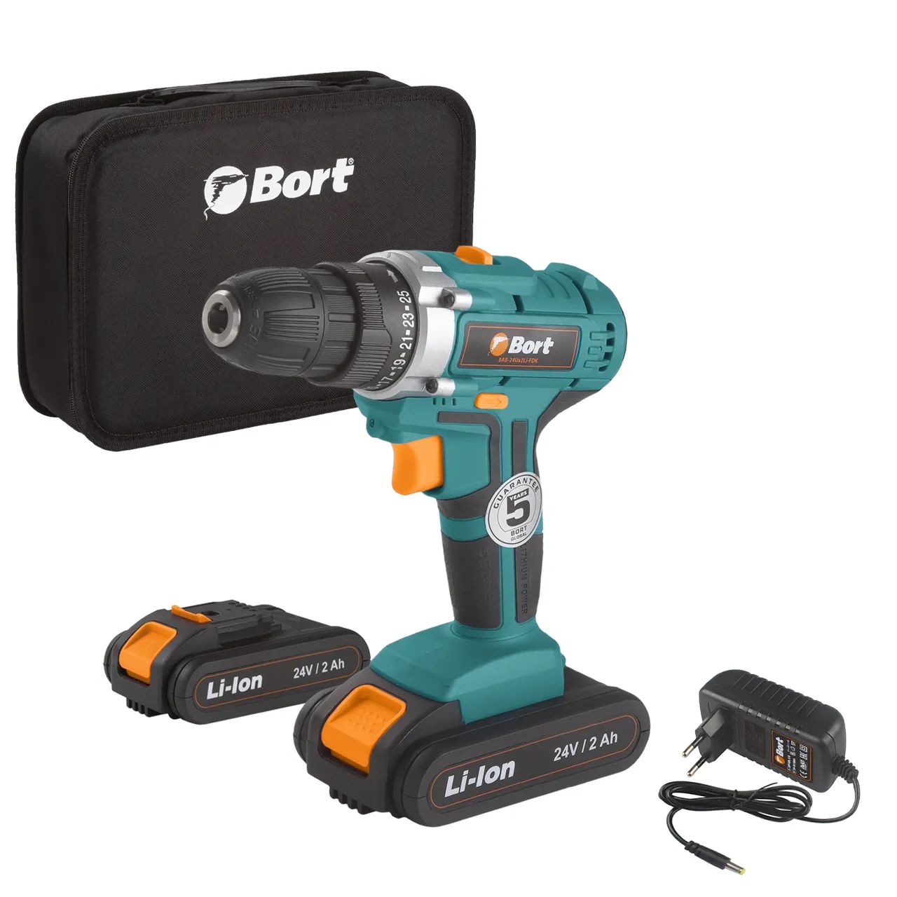 Дрель-шуруповерт аккумуляторная BORT BAB-24Ux2Li-FDK (2x2,0А.ч) — изображение 4