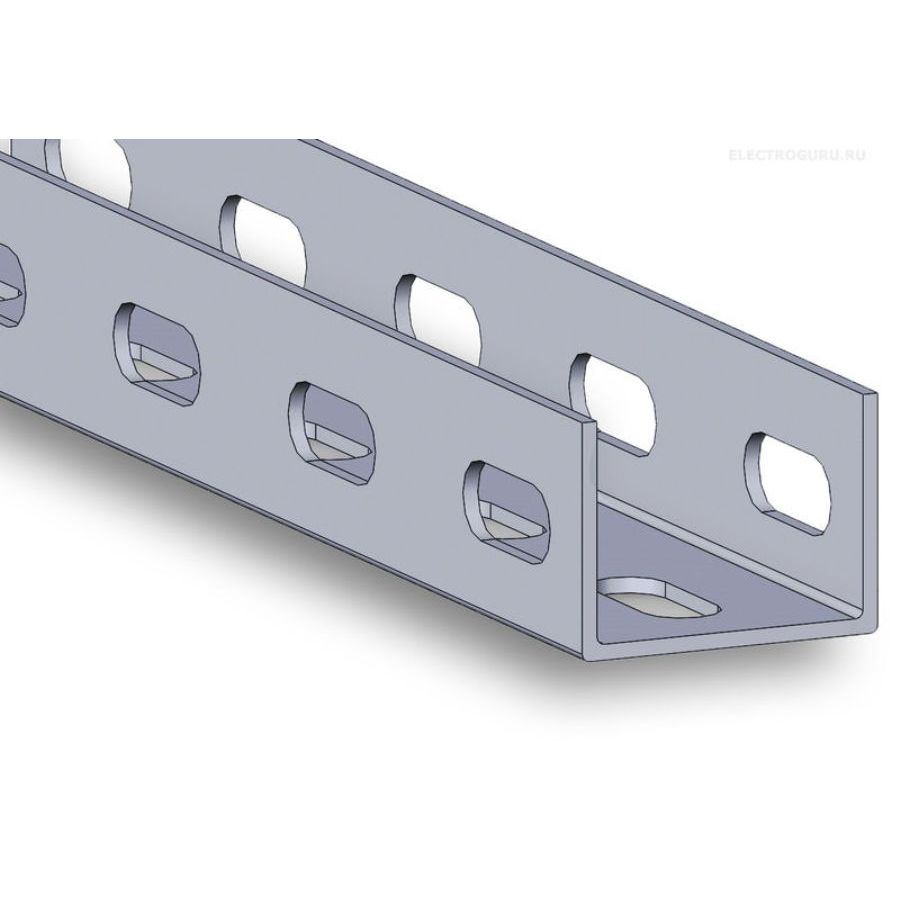 U-образный профиль 60*40*3000*2,5 мм оцинкованный методом Сендзимира с перфорацией по основанию — изображение 2
