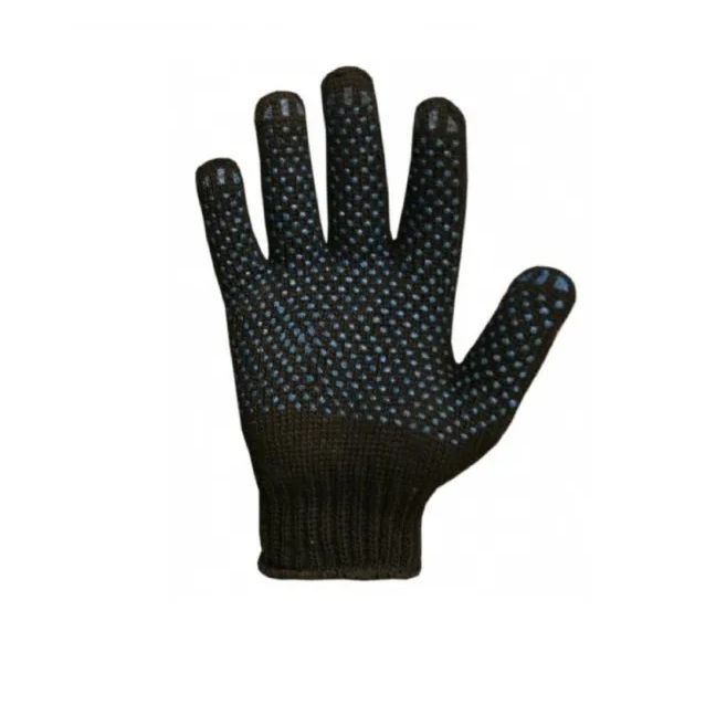 Перчатки полушерстяные с ПВХ напылением ЧЁРНЫЕ 65 гр.