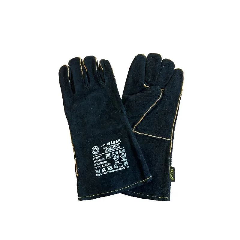 Краги спилковые чёрные W106K, кевларовая нить