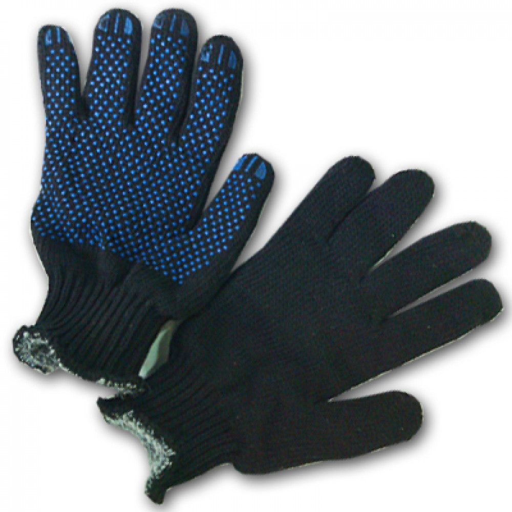 Перчатки полушерстяные двойные с ПВХ напылением ЧЁРНЫЕ 100 гр. — изображение 3