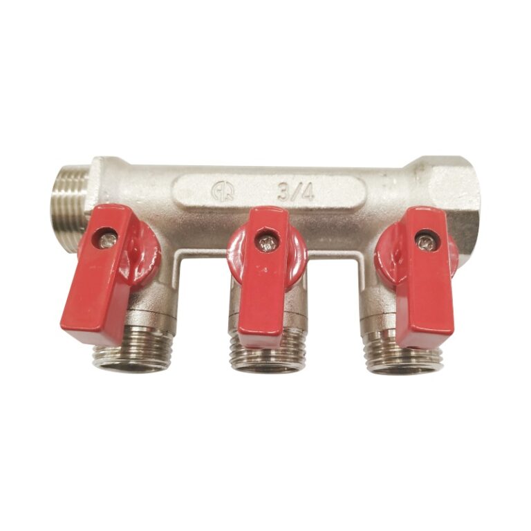 Коллектор резьбовой с шаровыми кранами 3/4" x 3 отвода x 1/2" НР — изображение 2