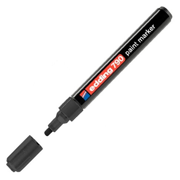 Маркер ЧЁРНЫЙ лаковый Edding 790-1, круглый наконечник 2-3 мм