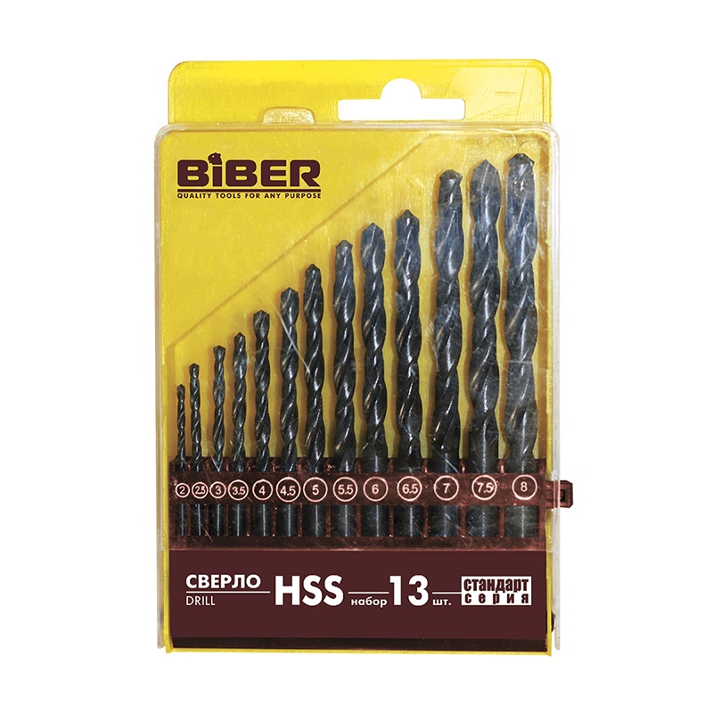 Набор сверл по металлу Biber 74132 HSS Стандарт 2-8 мм (13 шт.) — изображение 2