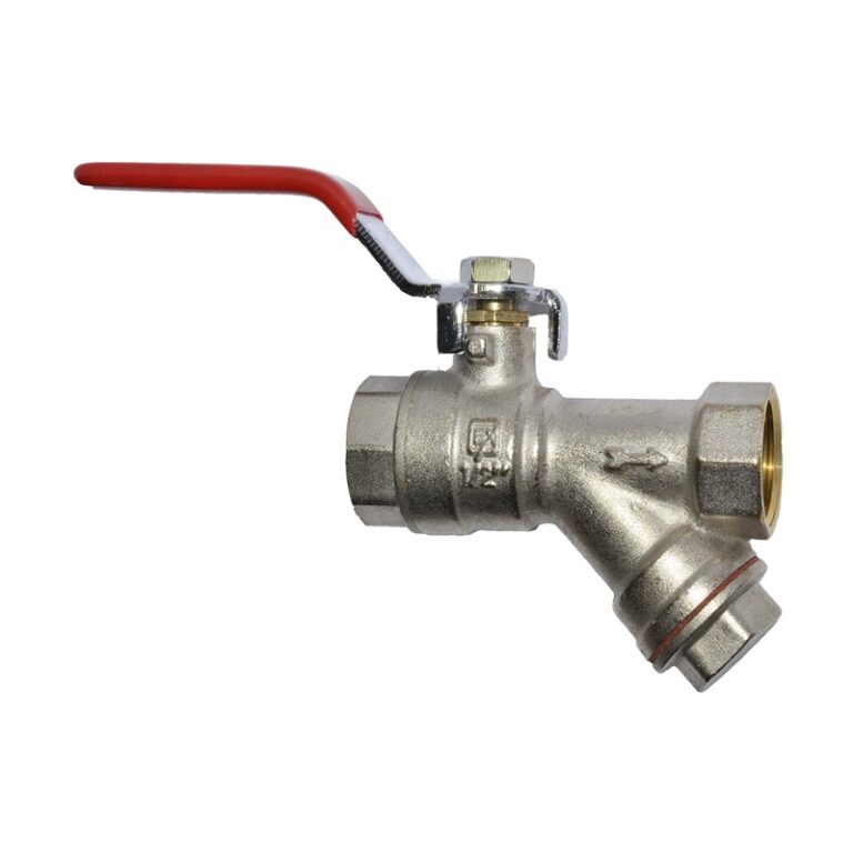 Кран шаровый PN16 1/2" В/В, с косым фильтром 500 мкм, длинная ручка — изображение 2