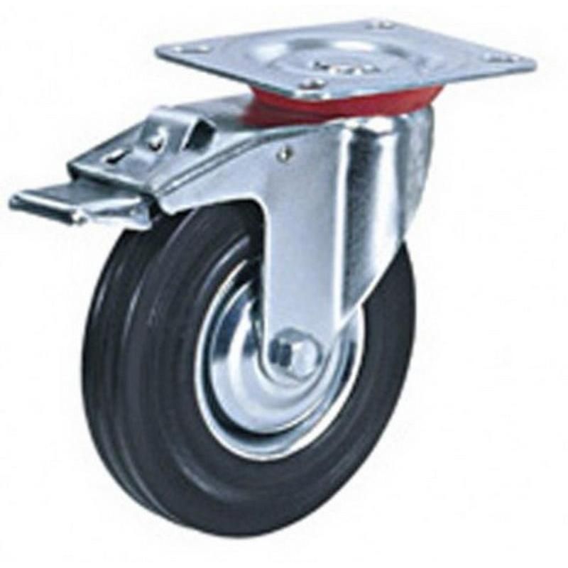 Колесо пром. повор. Д-160мм платф-крепл. литая резина с тормозом