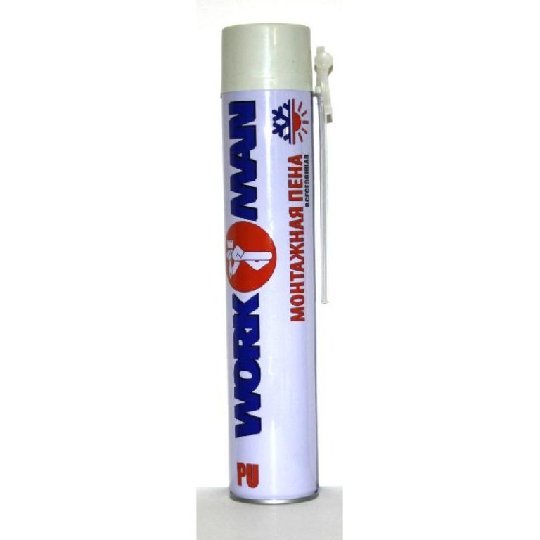 Пена монтажная WORKMAN PU 750 мл, бытовая всесезонная (12шт/кор)
