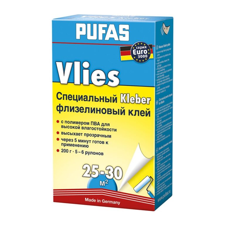 Клей для обоев флизелиновый Pufas Euro 3000 Vlies Kleber (0,2 кг) — изображение 2