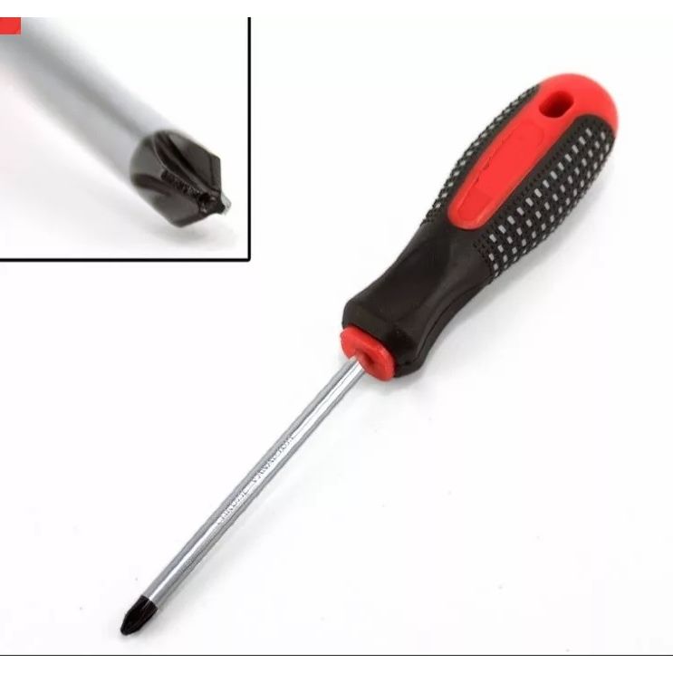 Отвертка крест Профи PH 2 6х100 мм черно-красная ручка CrV магнитный кончик 11441 — изображение 5