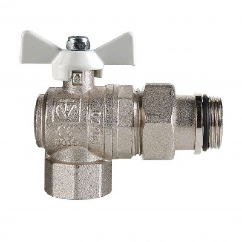 Кран шаровой VALTEC BASE угловой с полусгоном и дополнительным уплотнением 3/4" ВР-НР VT.VT.228.NRW.05
