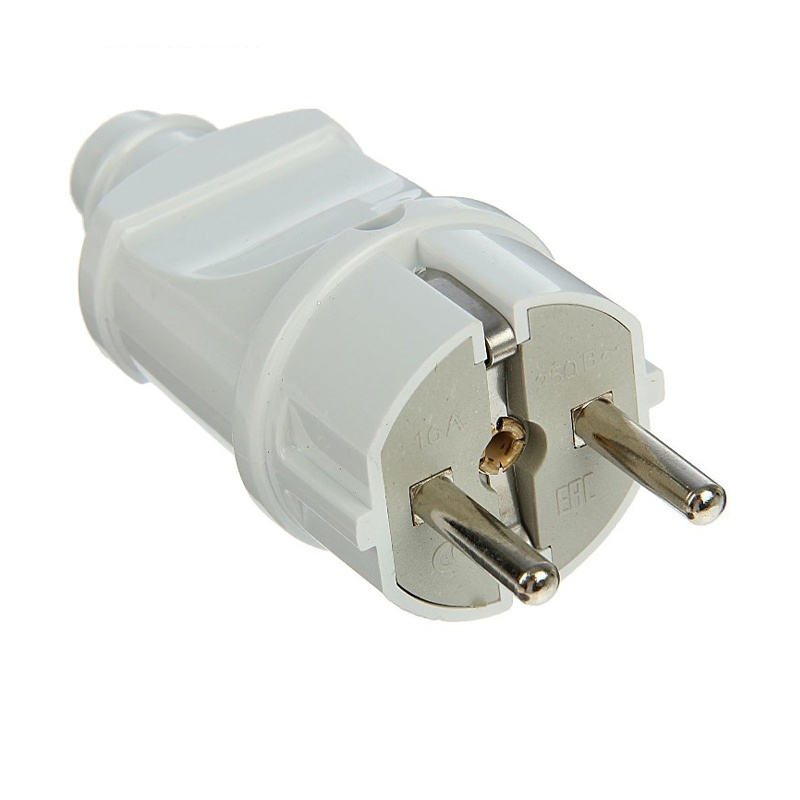 Вилка прямая разборная А101 16А, 230В, с/з, белая — изображение 2