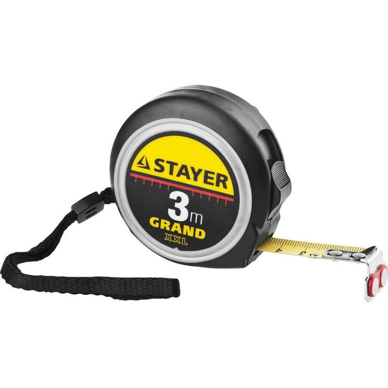 Рулетка STAYER GRAND, 3м/16мм, нейлоновое покрытие, с магнитом 3411-03-16